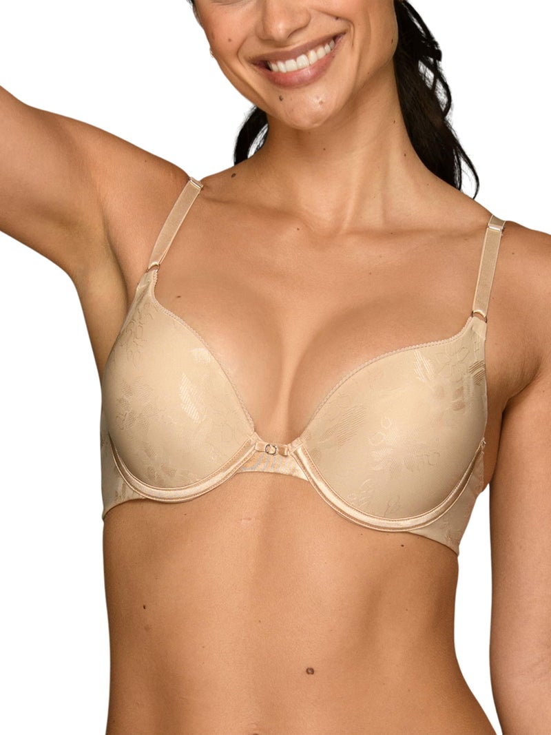 Vanity Fair Womens Ego Boost Add-a-size (+1 Cup Size) Push Up Bra, Underwire - Beige Jacquard, 32A US - Image 1